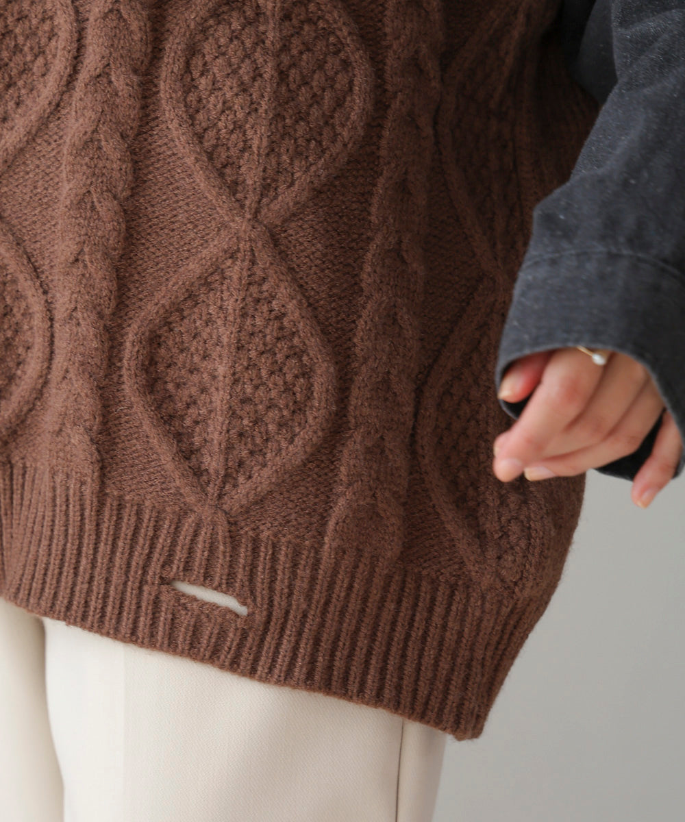 デニムドッキングケーブルニット