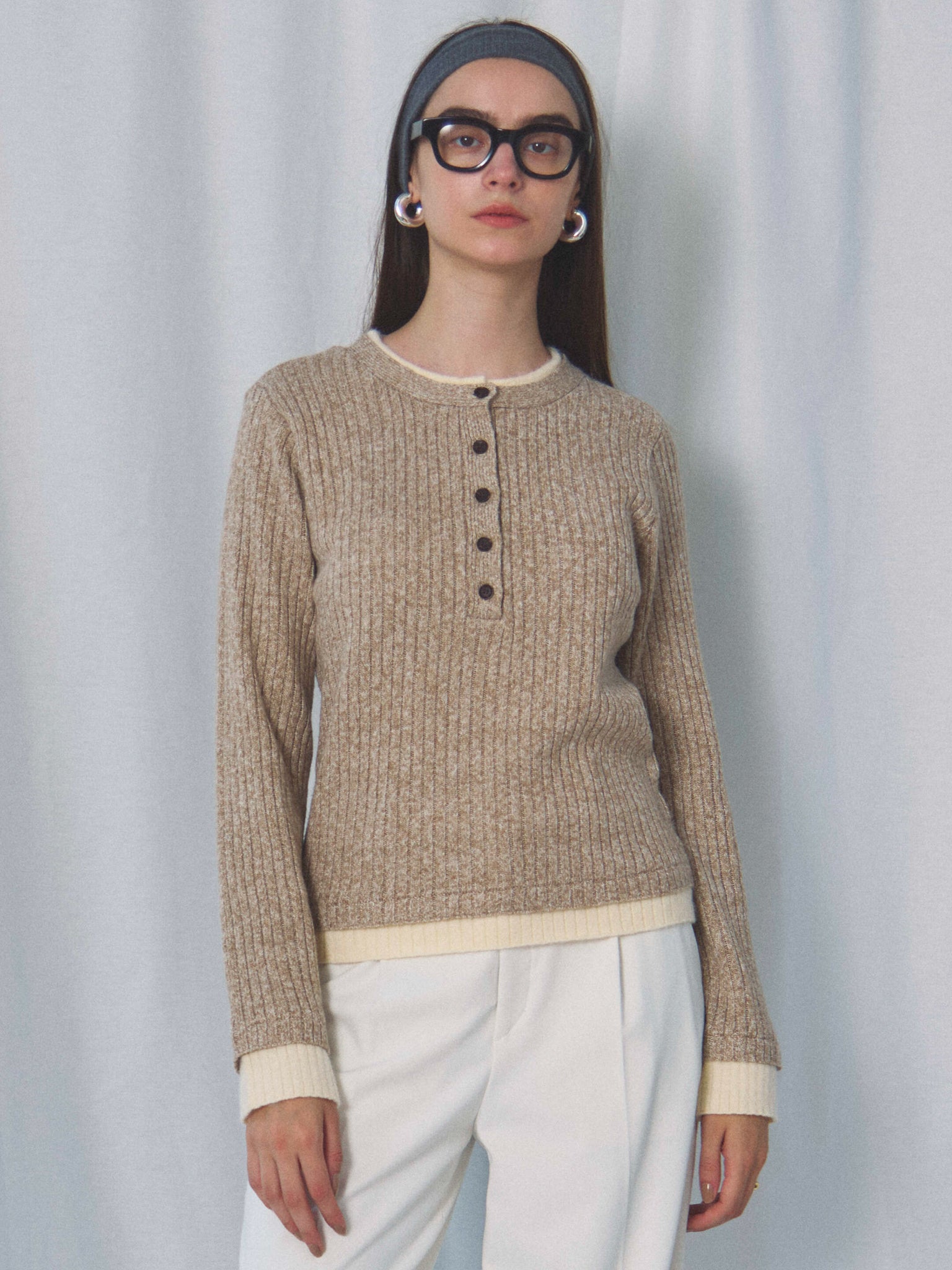 MIX KNIT HENRY NECK PO(ミックスニットヘンリーネックプルオーバー)
