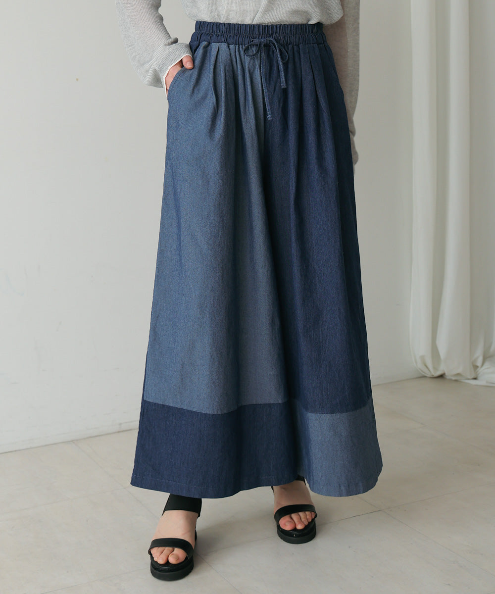 配色デニムパンツ