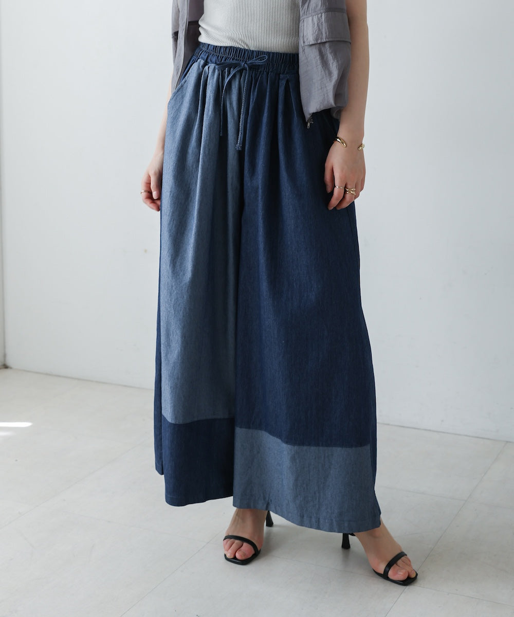 配色デニムパンツ