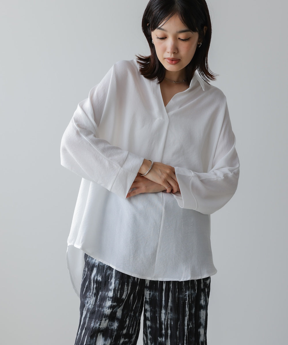 【新色追加】麻ライクスキッパーブラウス