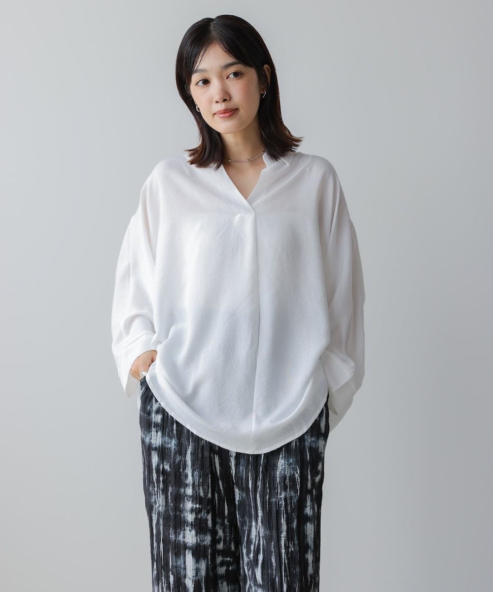 【新色追加】麻ライクスキッパーブラウス