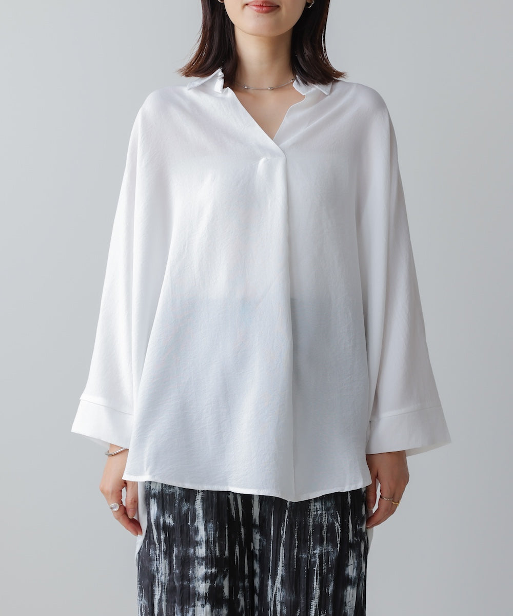 【新色追加】麻ライクスキッパーブラウス