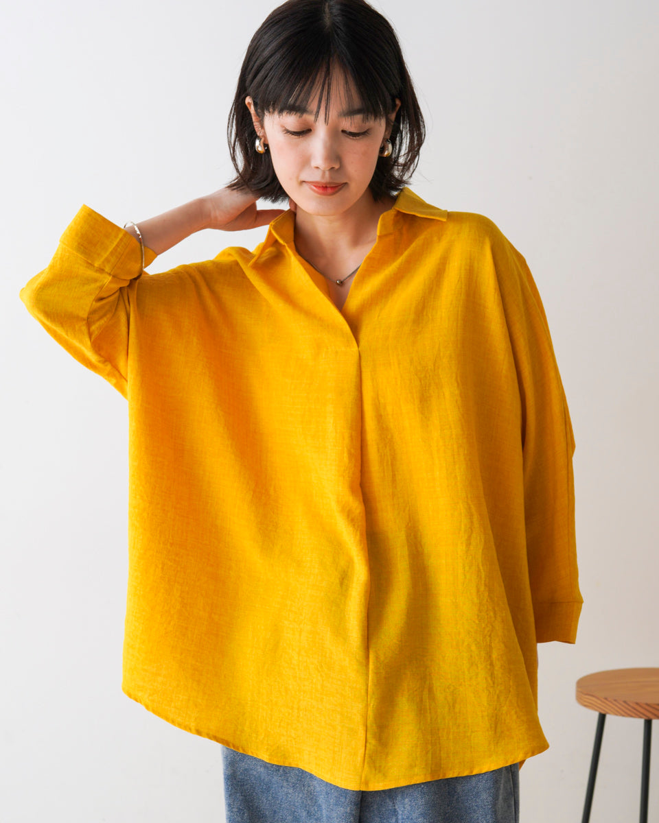 【新色追加】麻ライクスキッパーブラウス