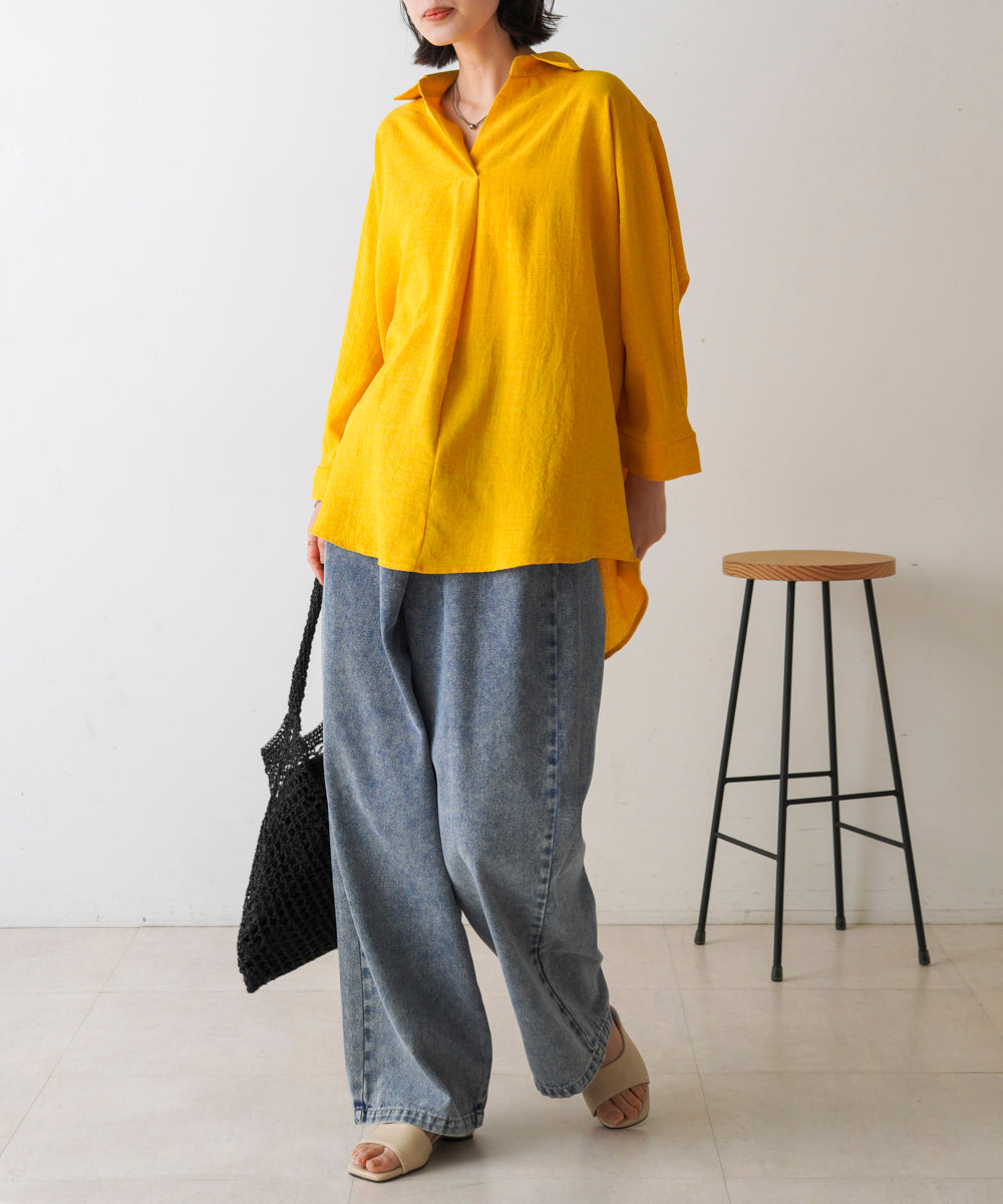 【新色追加】麻ライクスキッパーブラウス