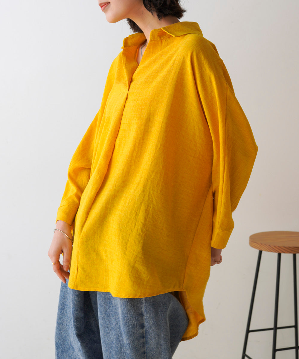 【新色追加】麻ライクスキッパーブラウス