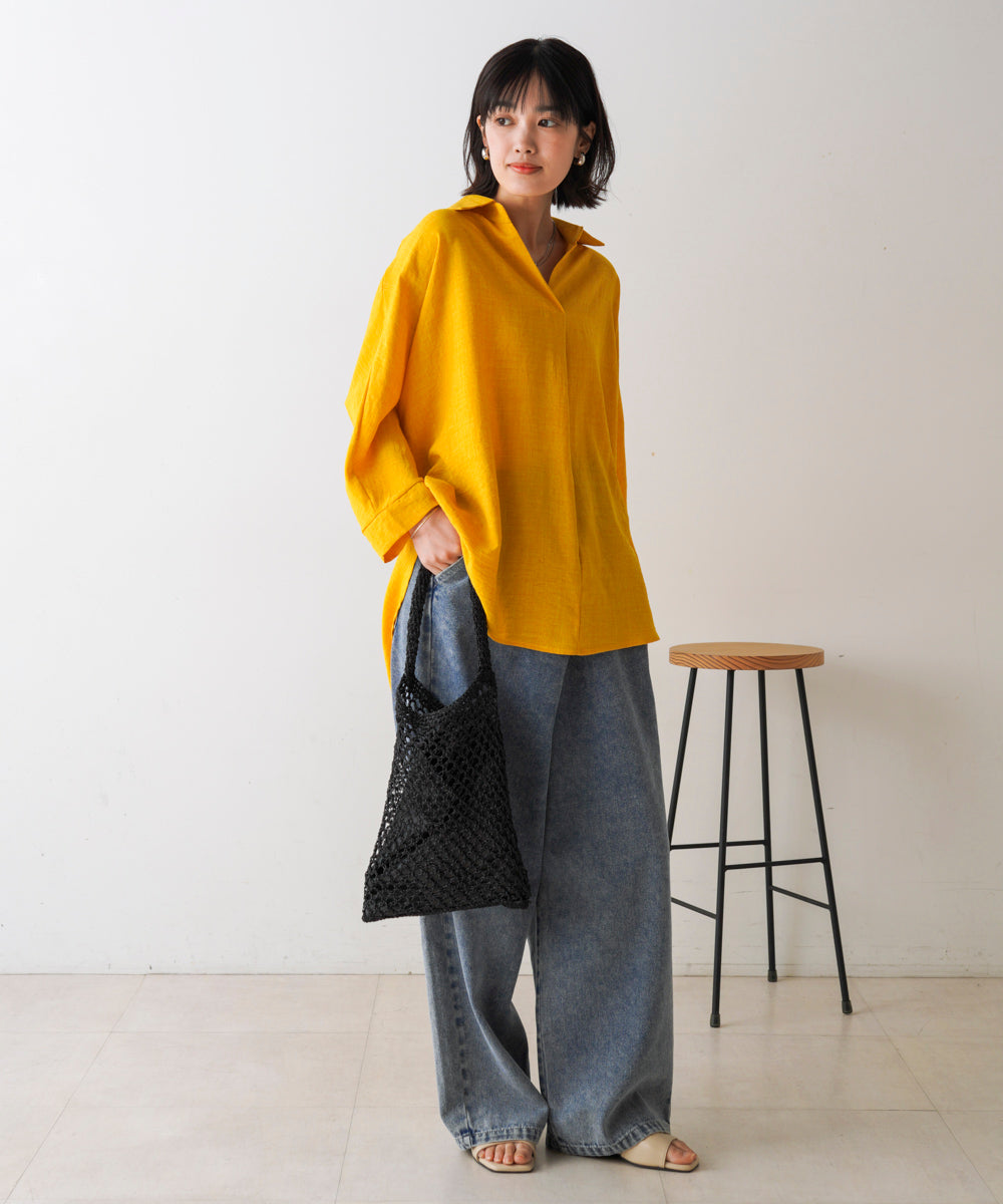 【新色追加】麻ライクスキッパーブラウス