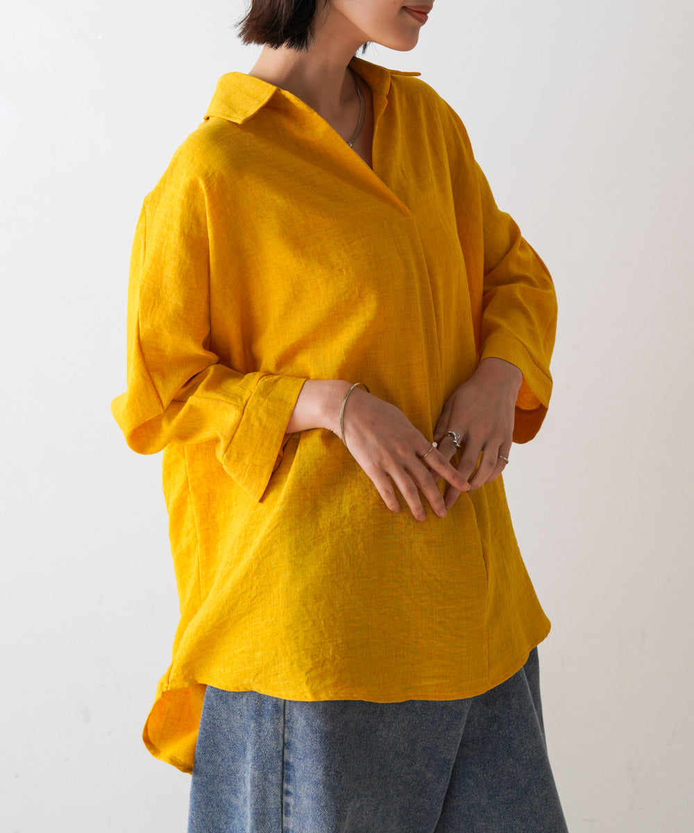 【新色追加】麻ライクスキッパーブラウス