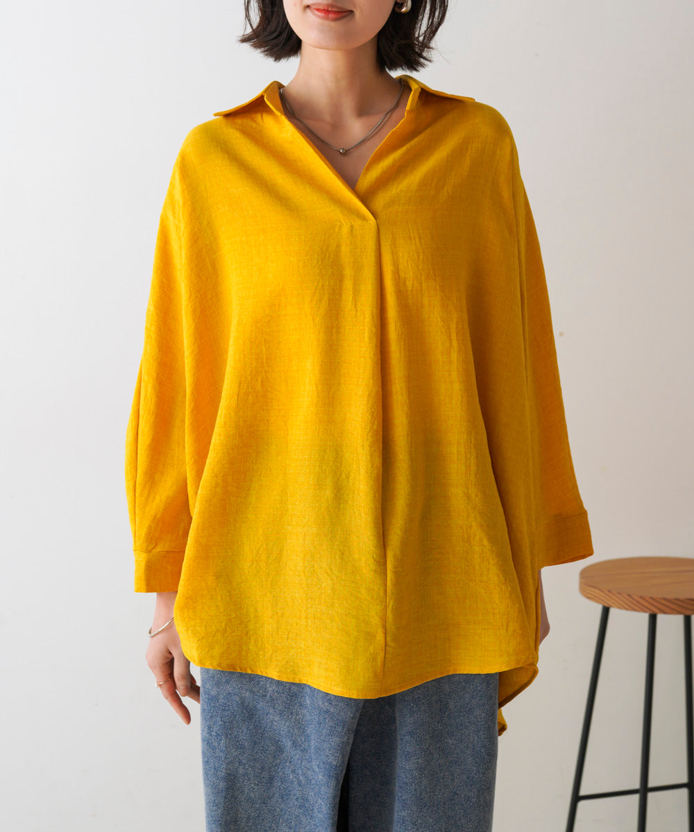【新色追加】麻ライクスキッパーブラウス