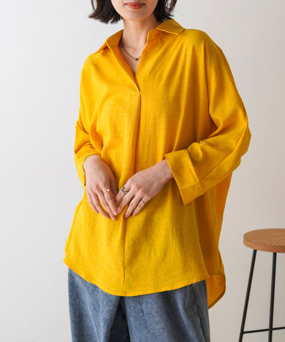 【新色追加】麻ライクスキッパーブラウス