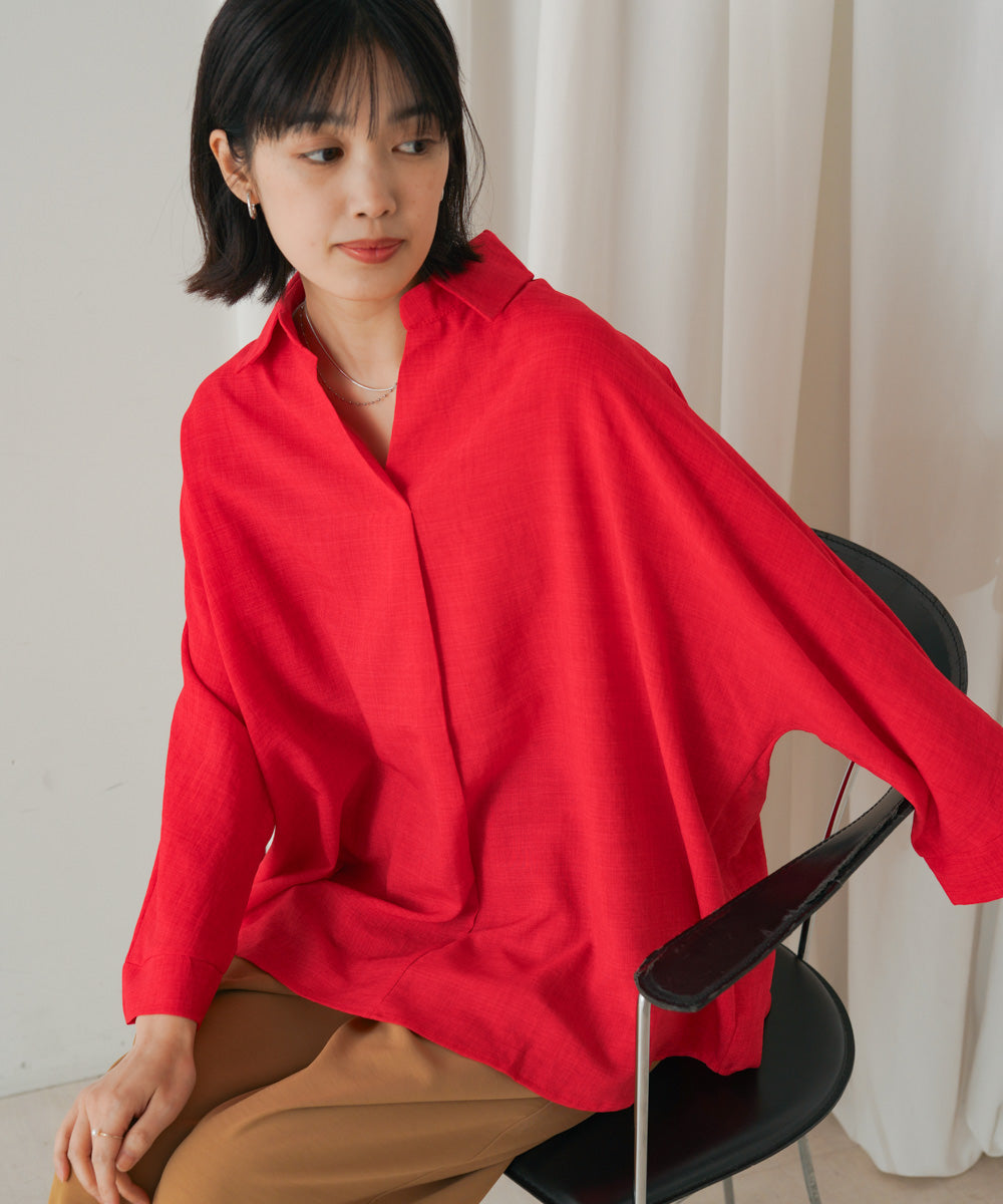 【新色追加】麻ライクスキッパーブラウス