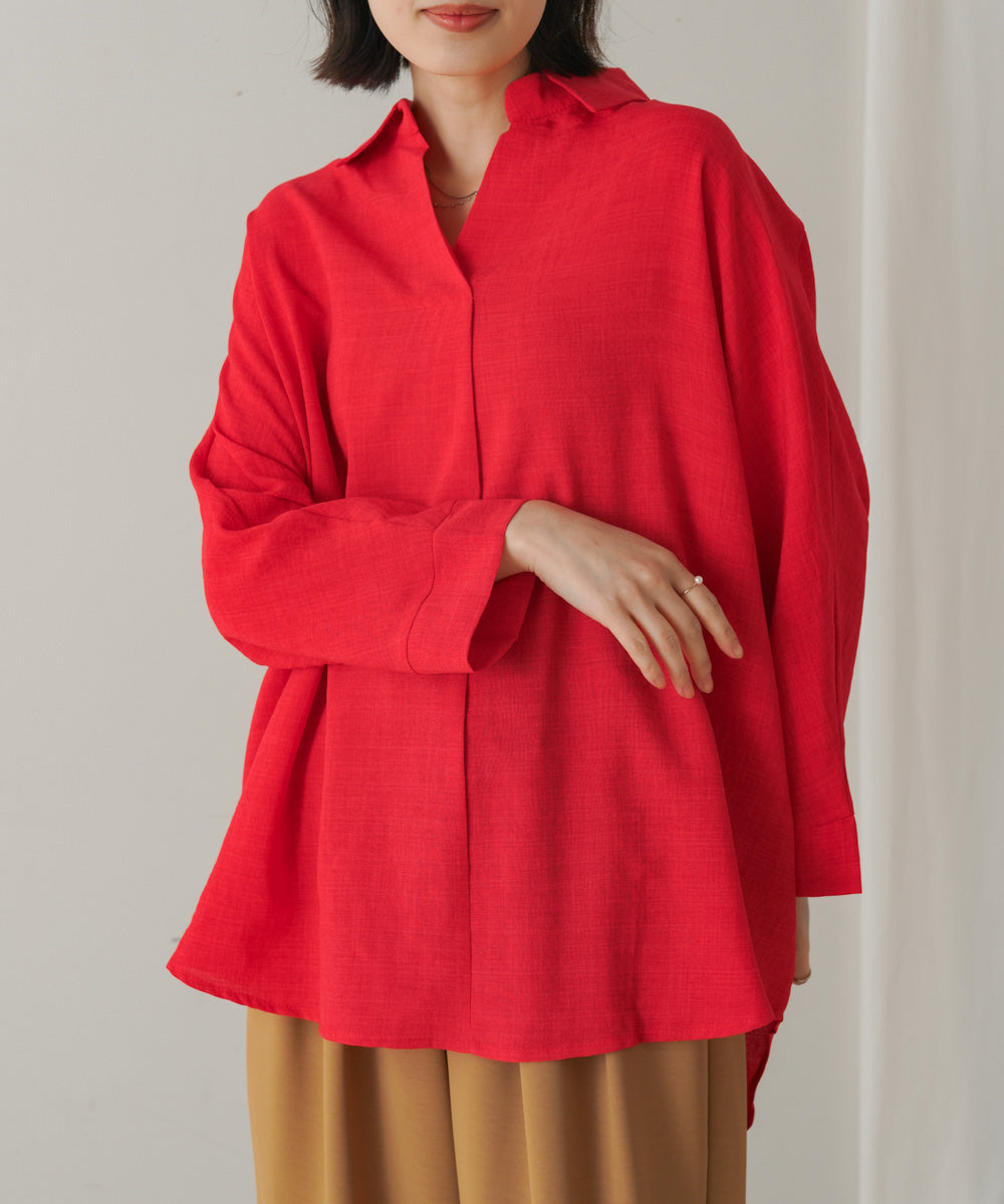 【新色追加】麻ライクスキッパーブラウス