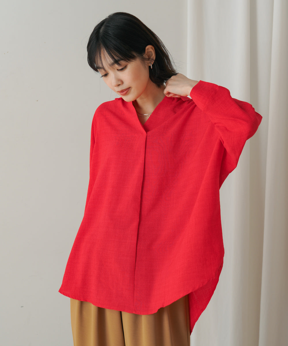 【新色追加】麻ライクスキッパーブラウス