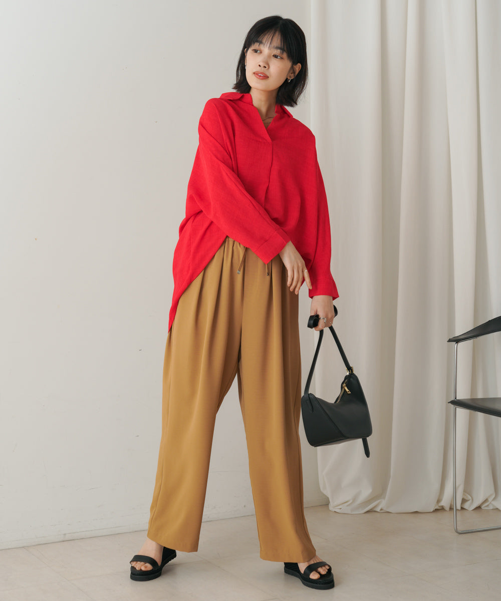 【新色追加】麻ライクスキッパーブラウス