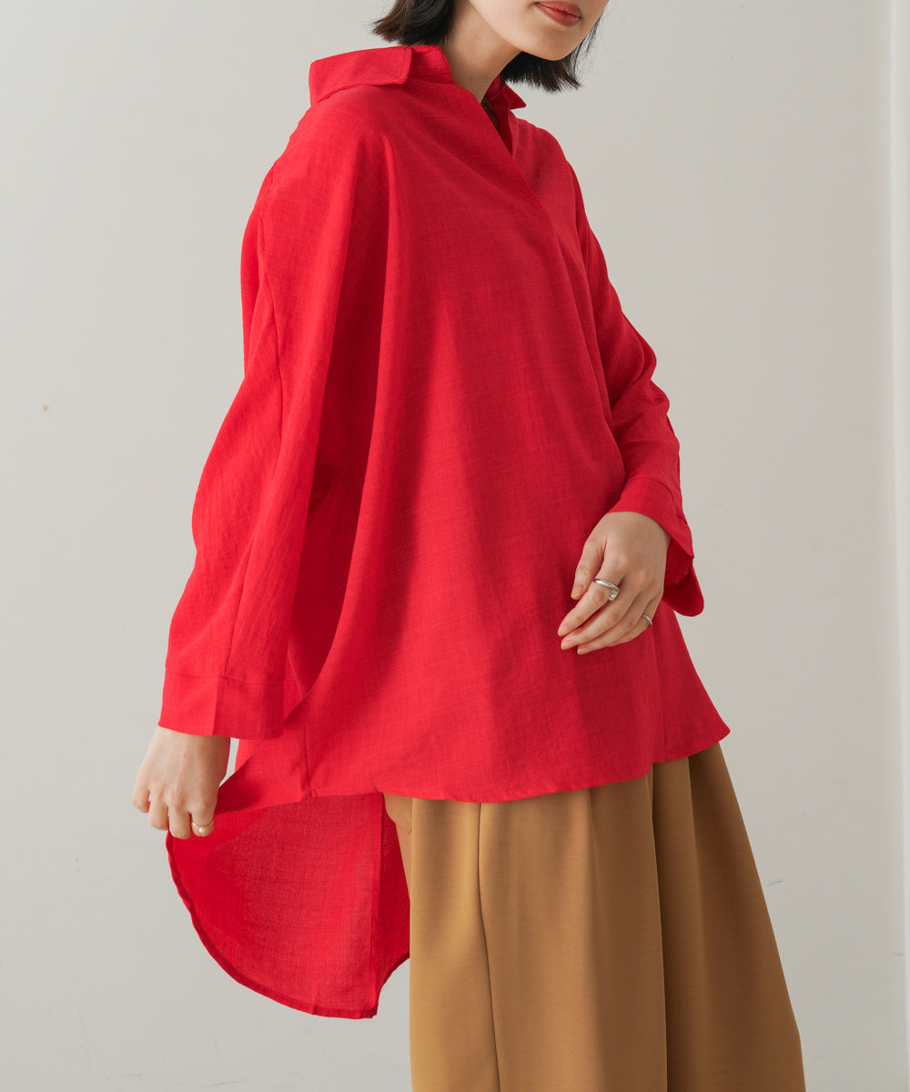 【新色追加】麻ライクスキッパーブラウス