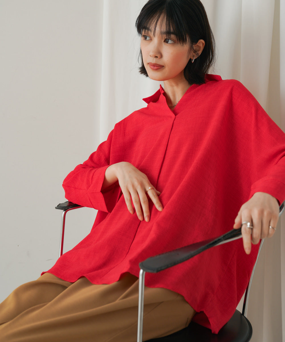 【新色追加】麻ライクスキッパーブラウス