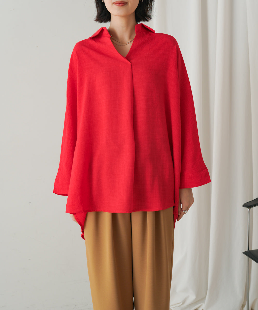 【新色追加】麻ライクスキッパーブラウス