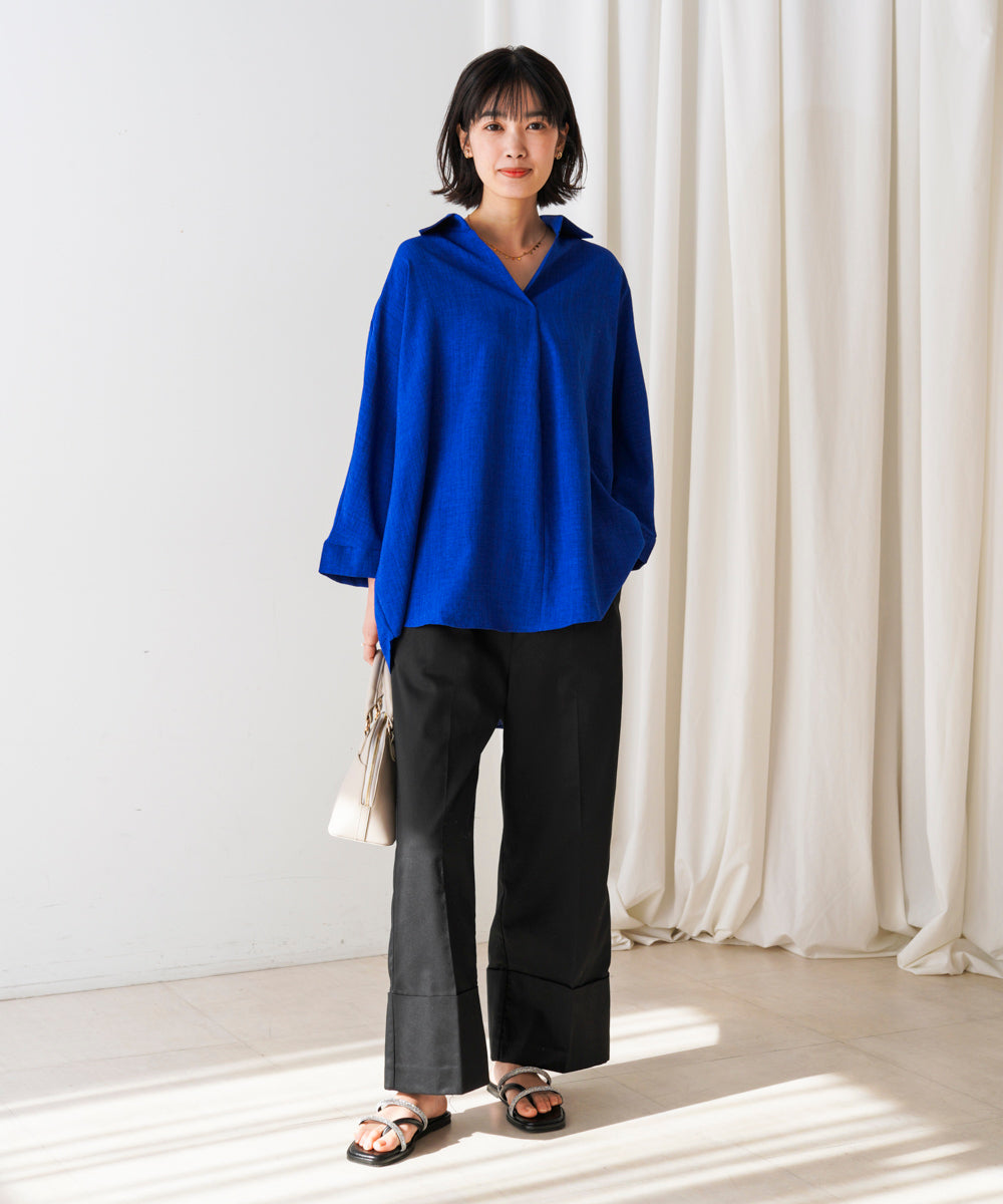 【新色追加】麻ライクスキッパーブラウス