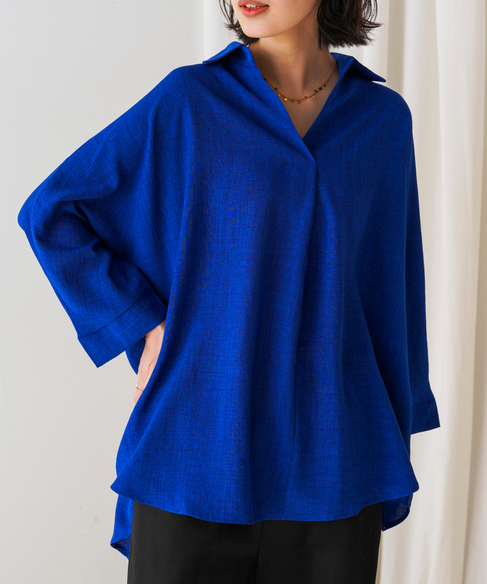 【新色追加】麻ライクスキッパーブラウス