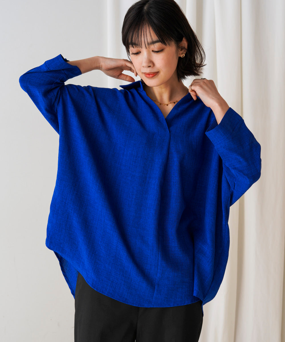 【新色追加】麻ライクスキッパーブラウス