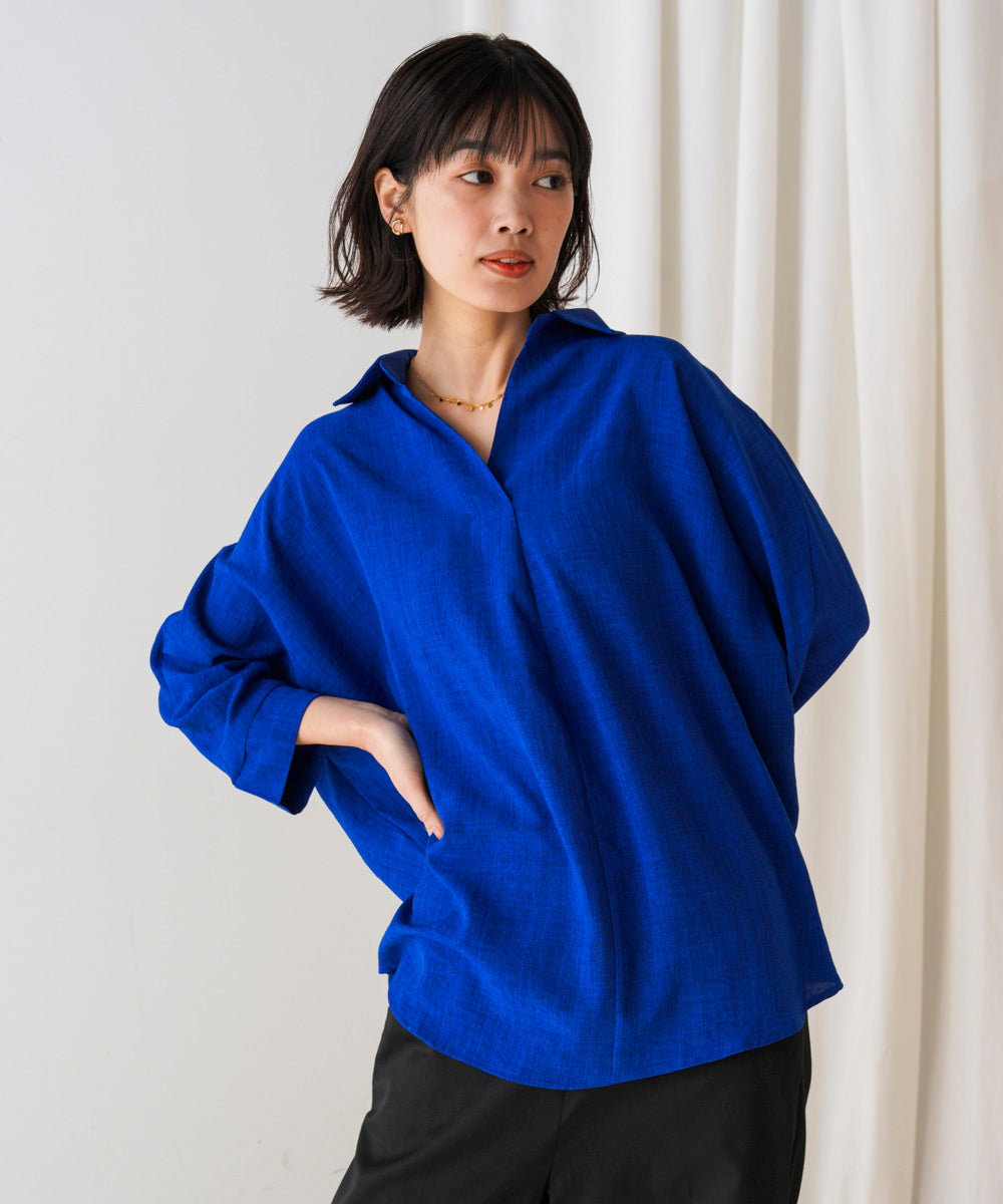 【新色追加】麻ライクスキッパーブラウス