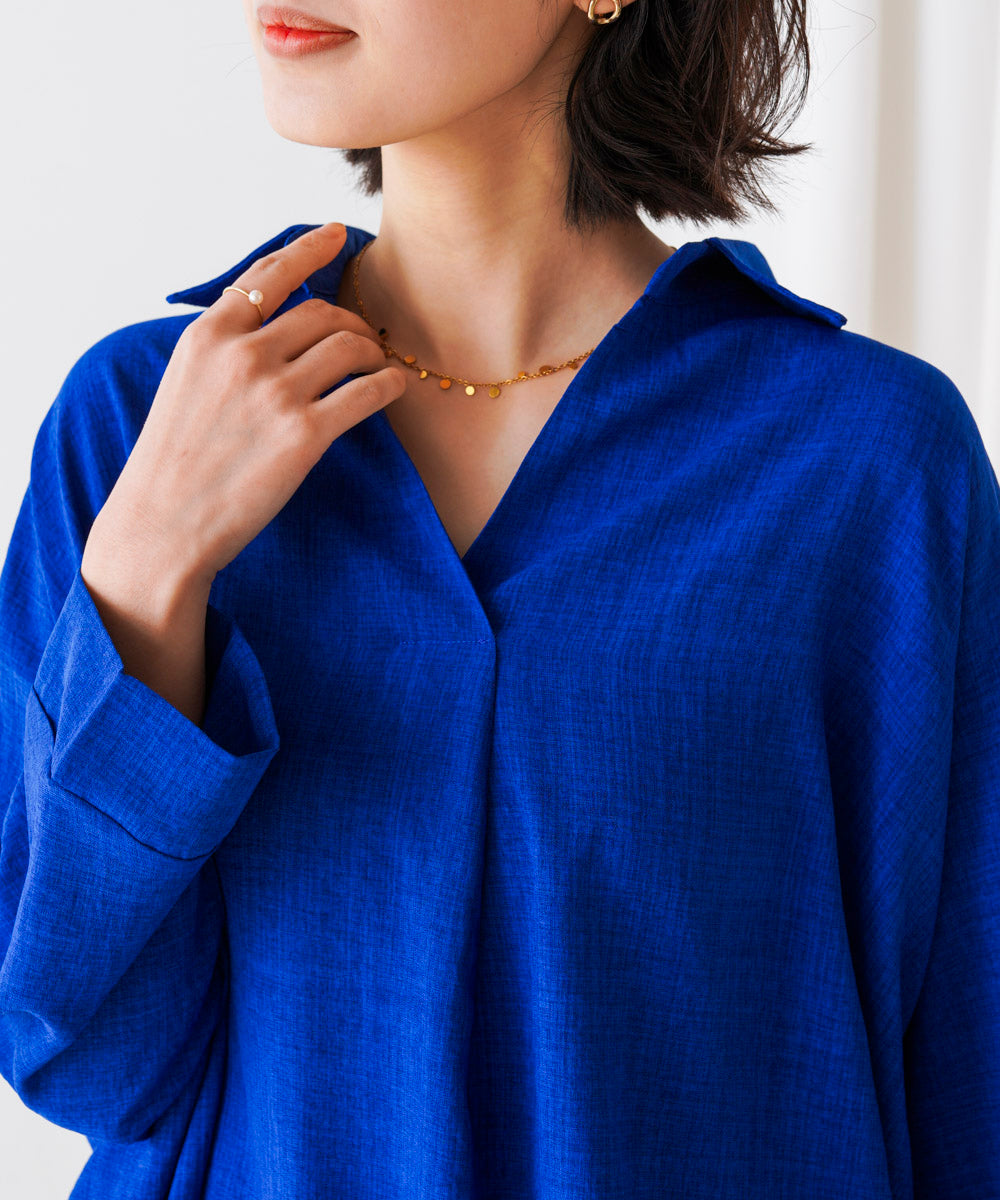 【新色追加】麻ライクスキッパーブラウス