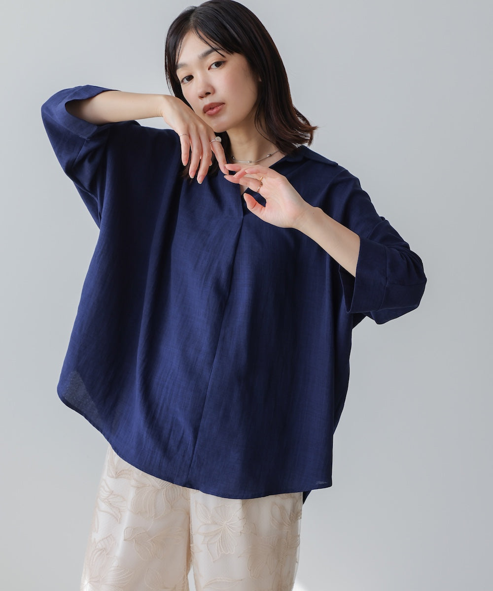 【新色追加】麻ライクスキッパーブラウス