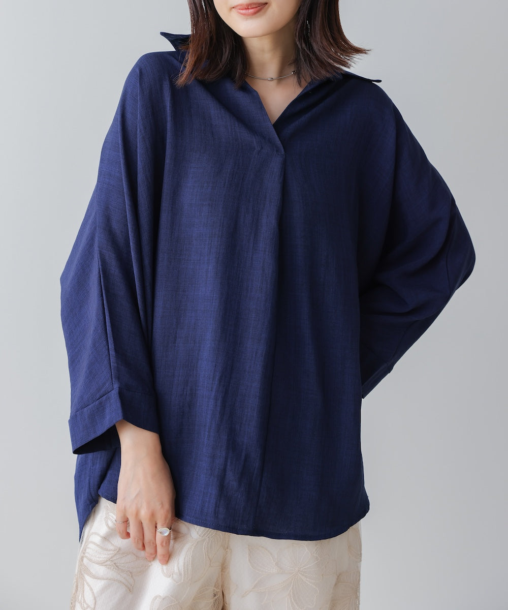 【新色追加】麻ライクスキッパーブラウス