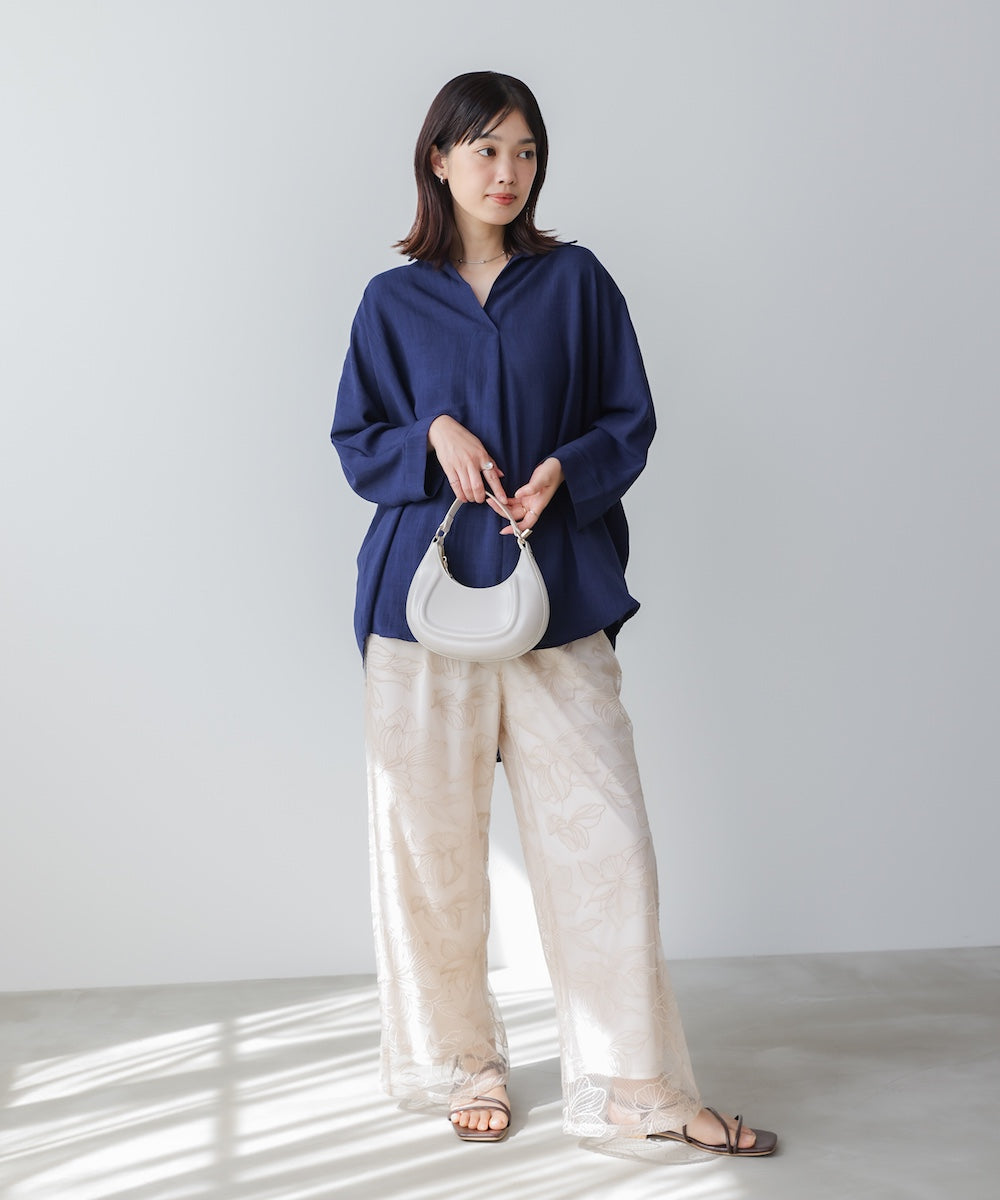 【新色追加】麻ライクスキッパーブラウス