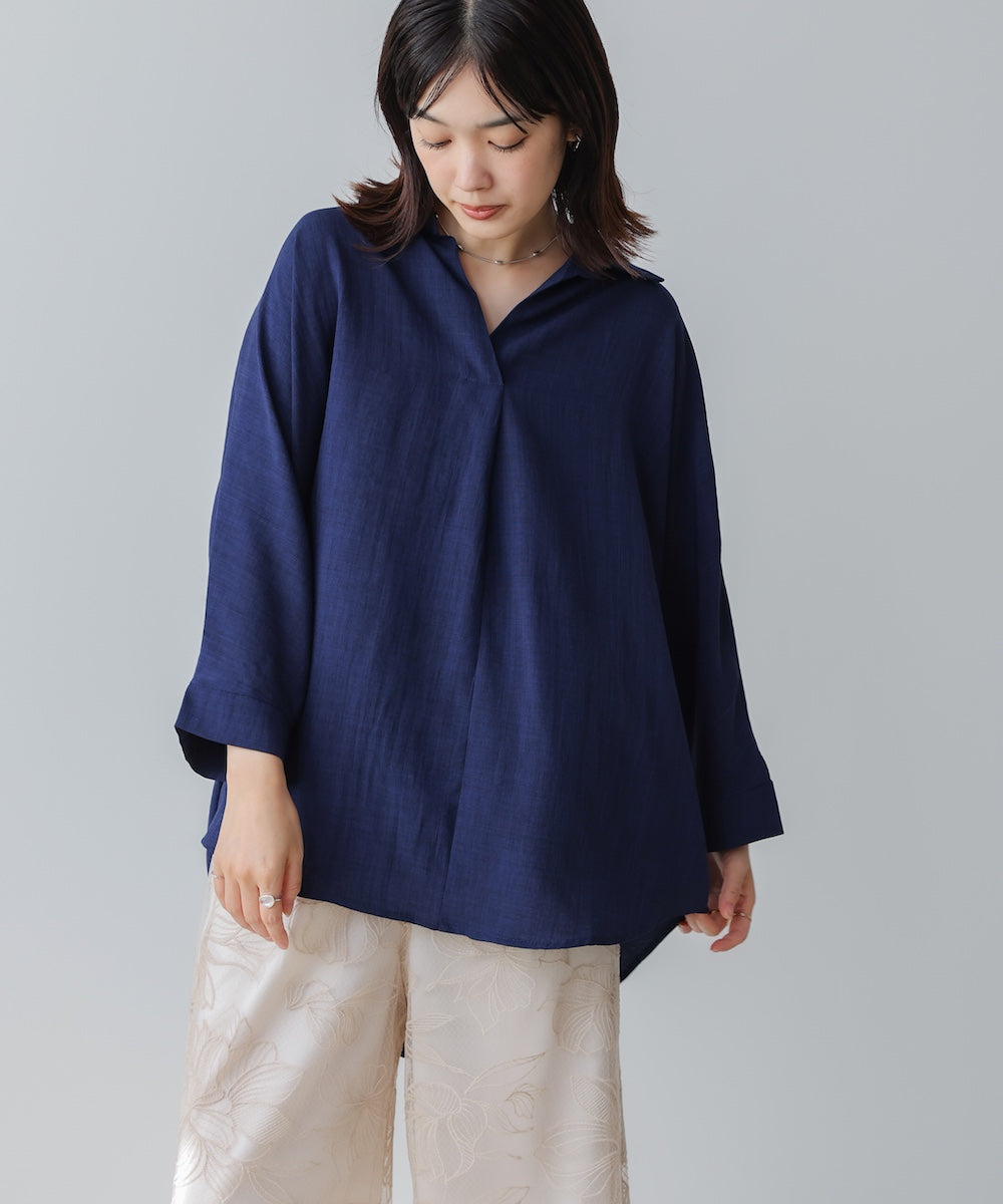 【新色追加】麻ライクスキッパーブラウス