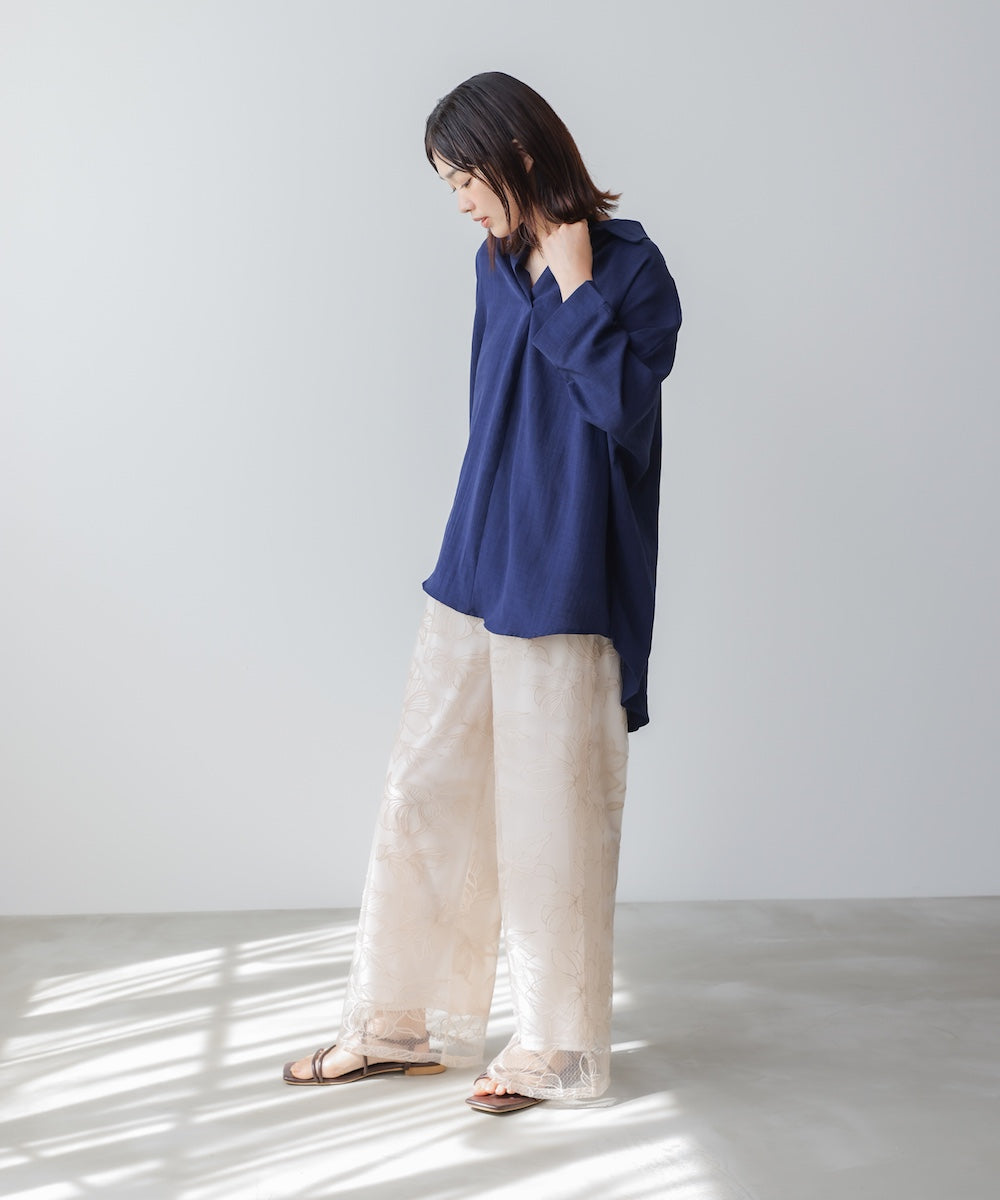 【新色追加】麻ライクスキッパーブラウス