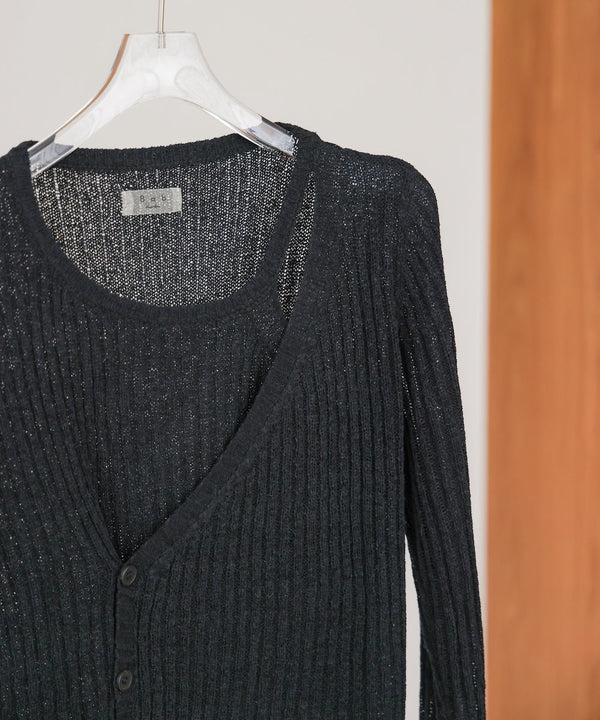 レイヤードデザインニットトップス