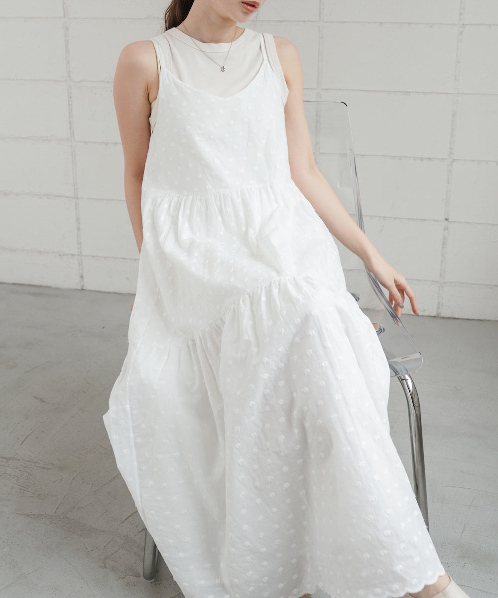 ドットティアードキャミワンピース