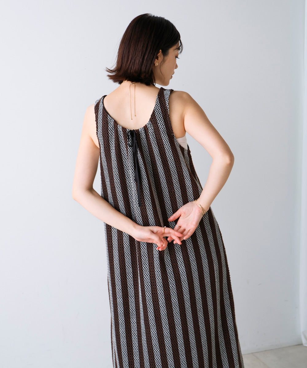メッシュストライプワンピース