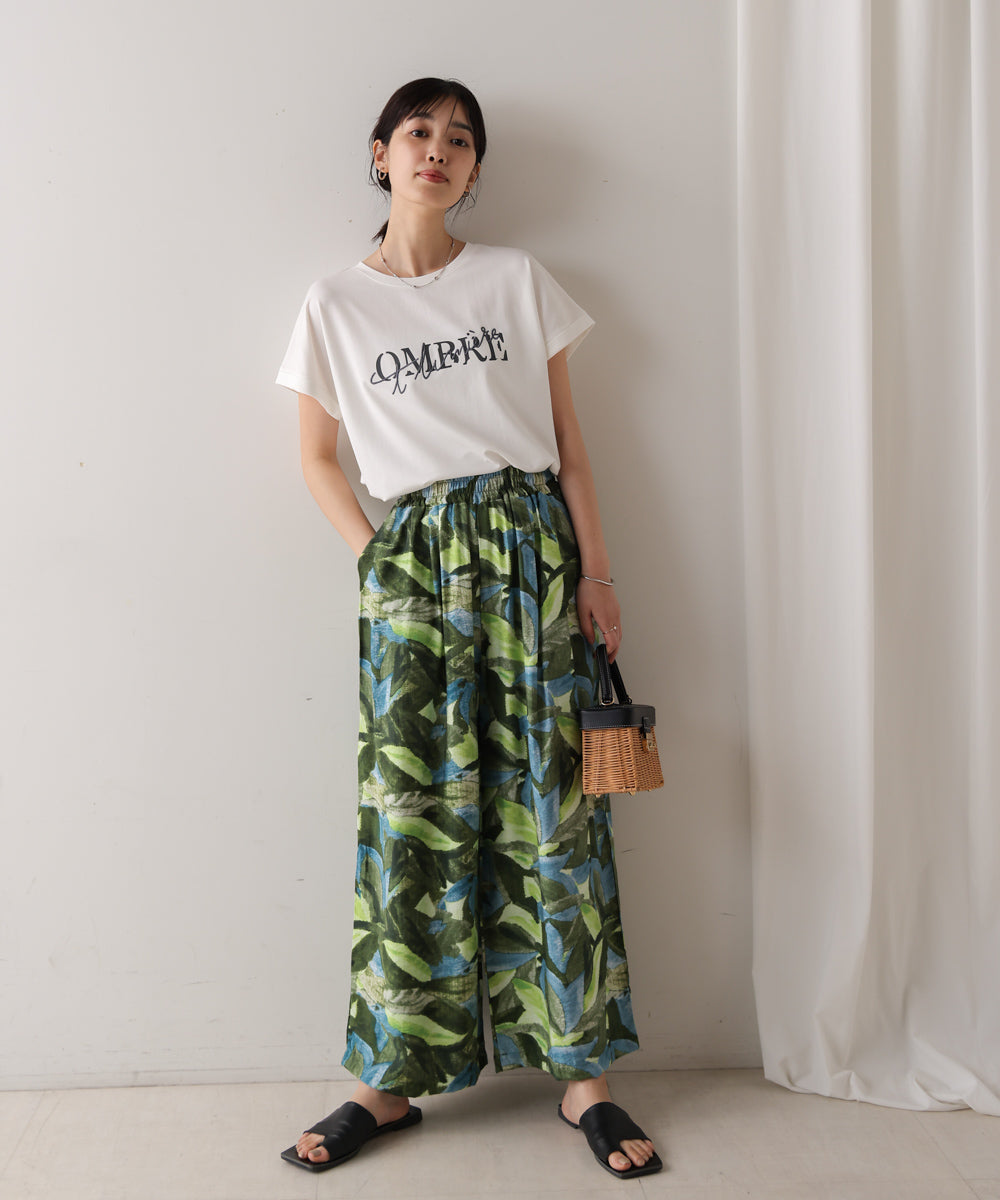 ペイントリーフ柄パンツ