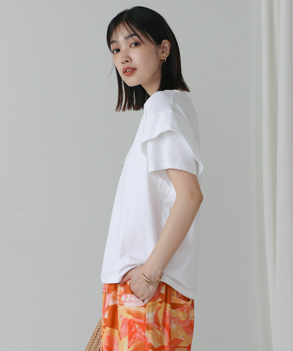 袖フリルプルオーバー