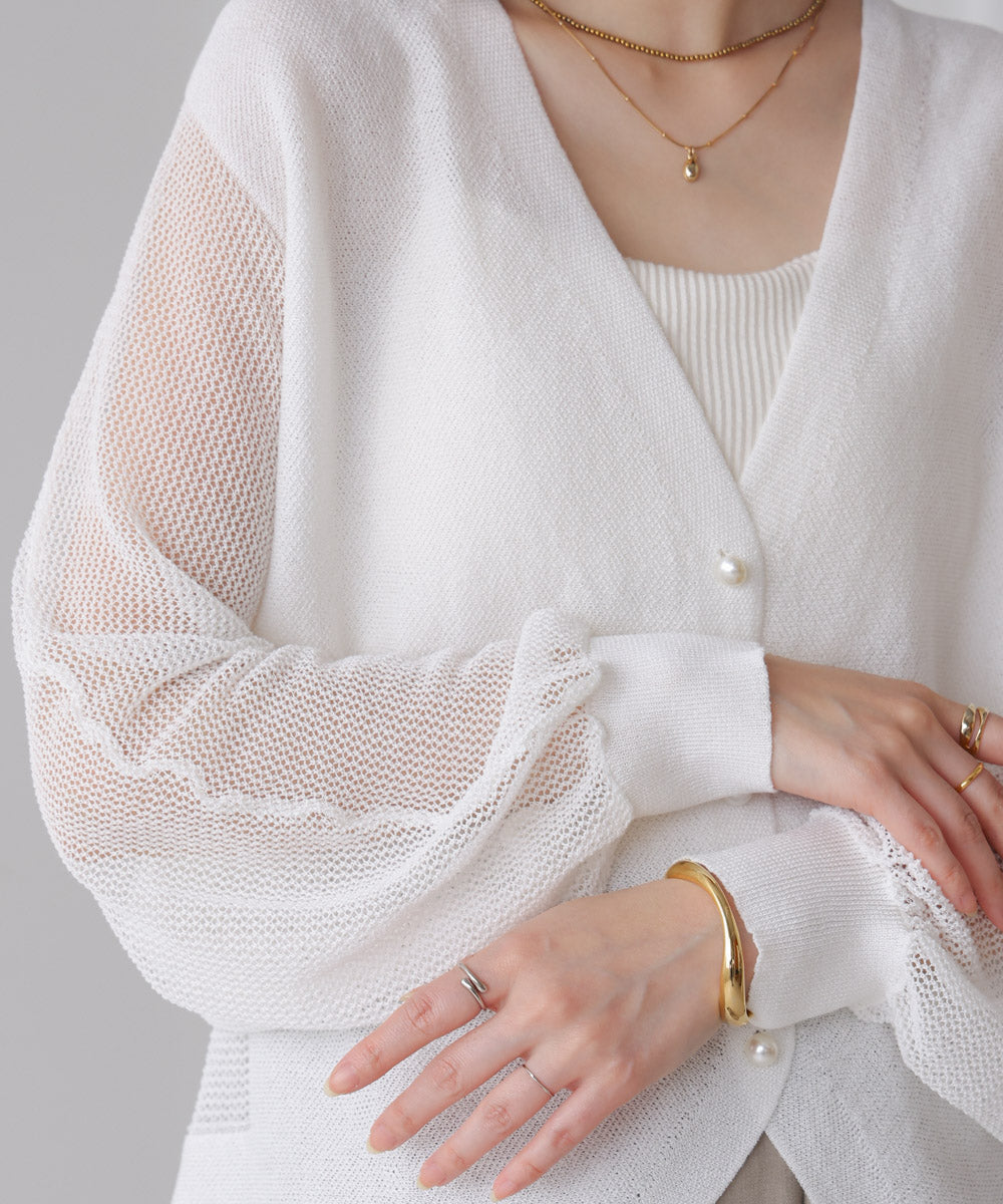 サマーニットパールカーデ