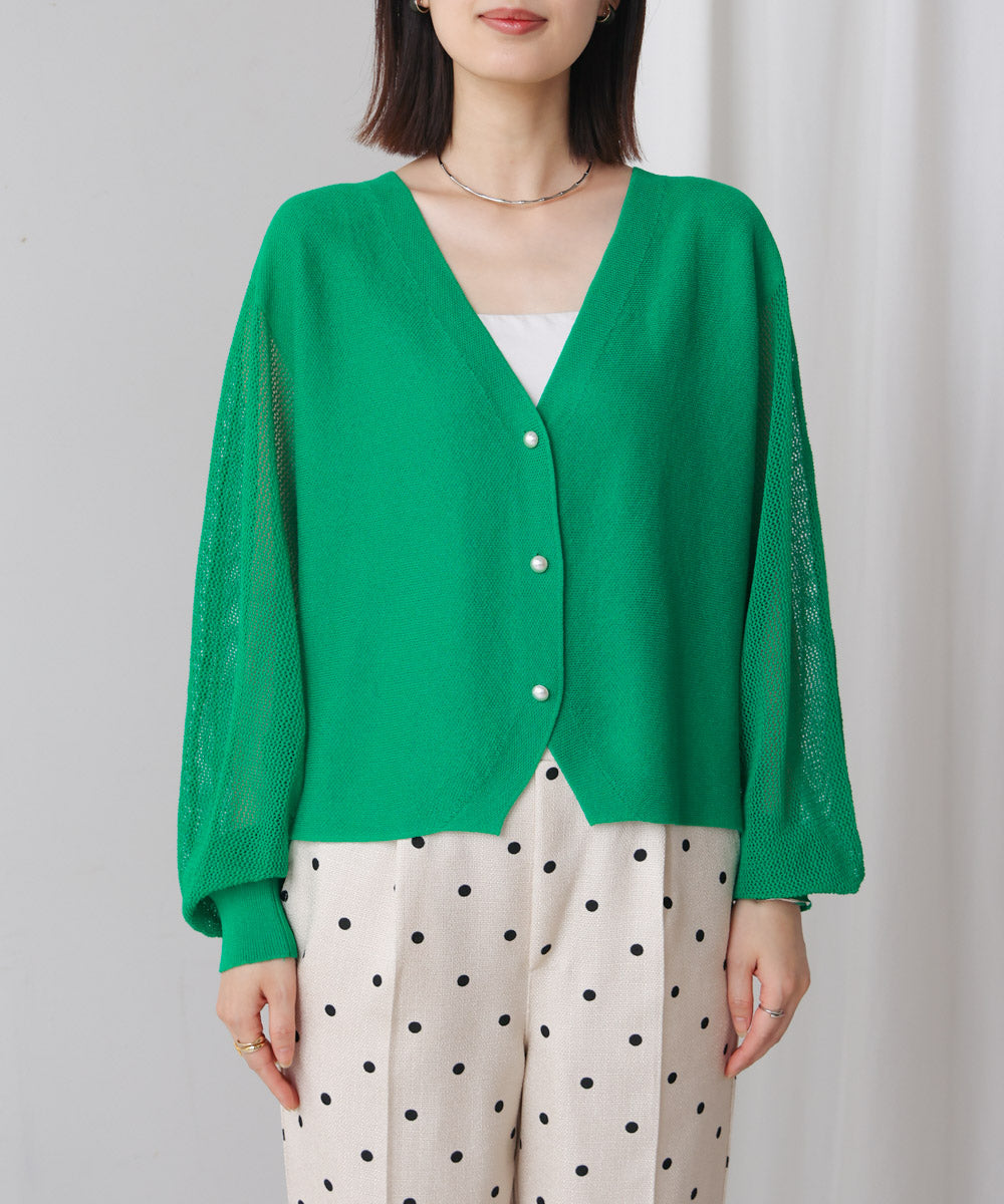 サマーニットパールカーデ