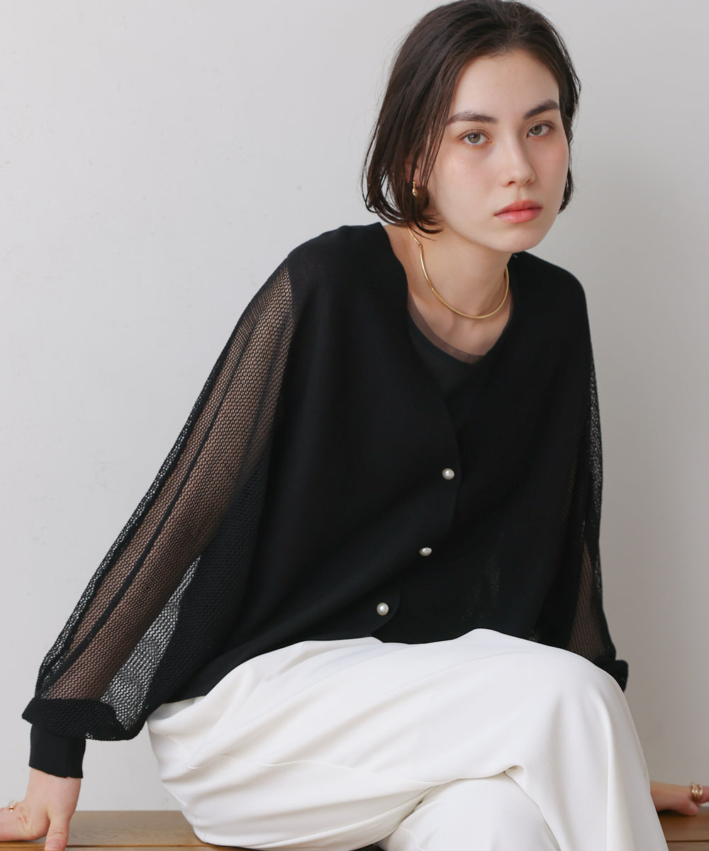 サマーニットパールカーデ