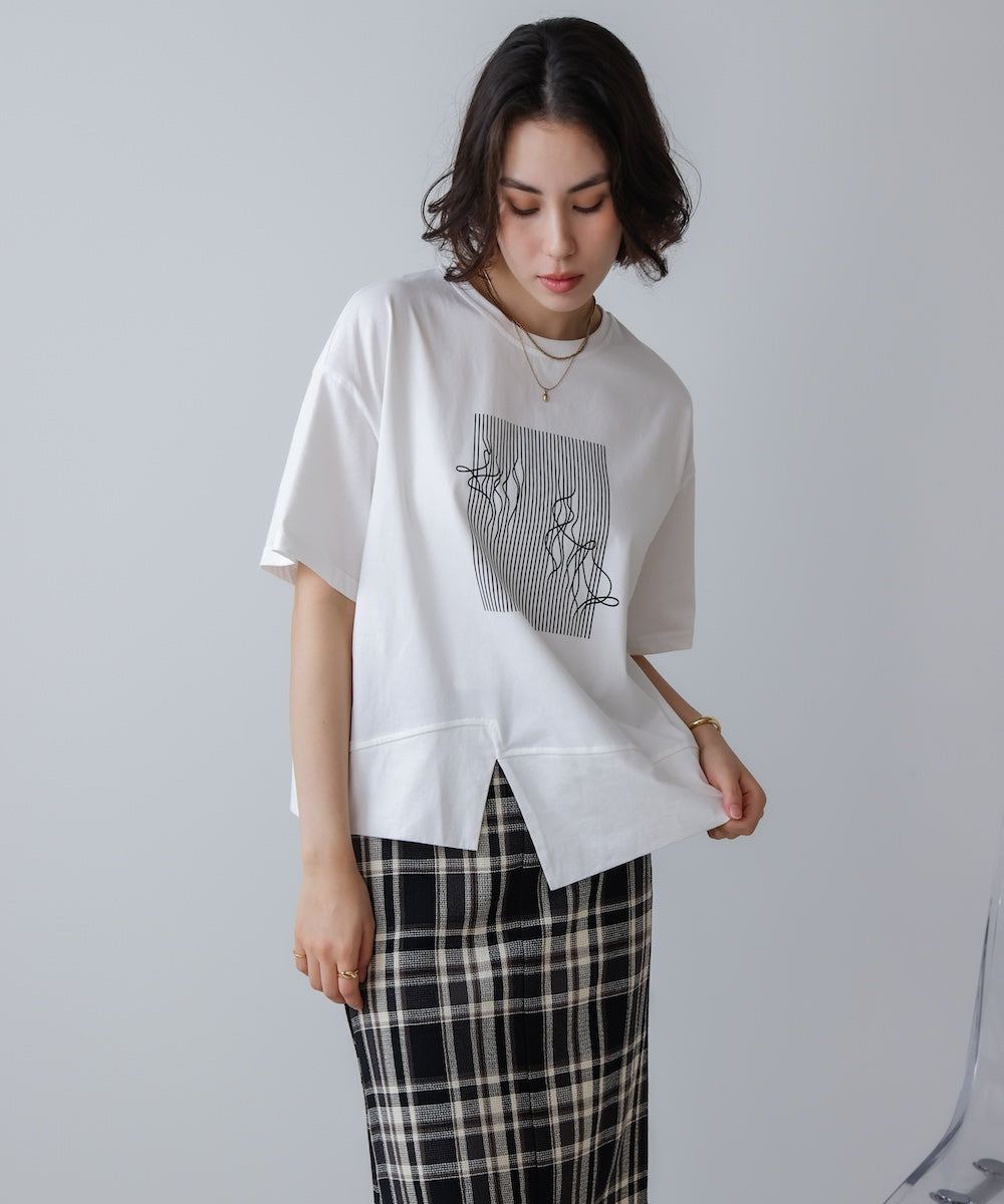 アートプリント5分袖Tシャツ