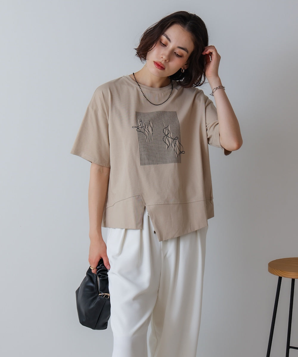 アートプリント5分袖Tシャツ