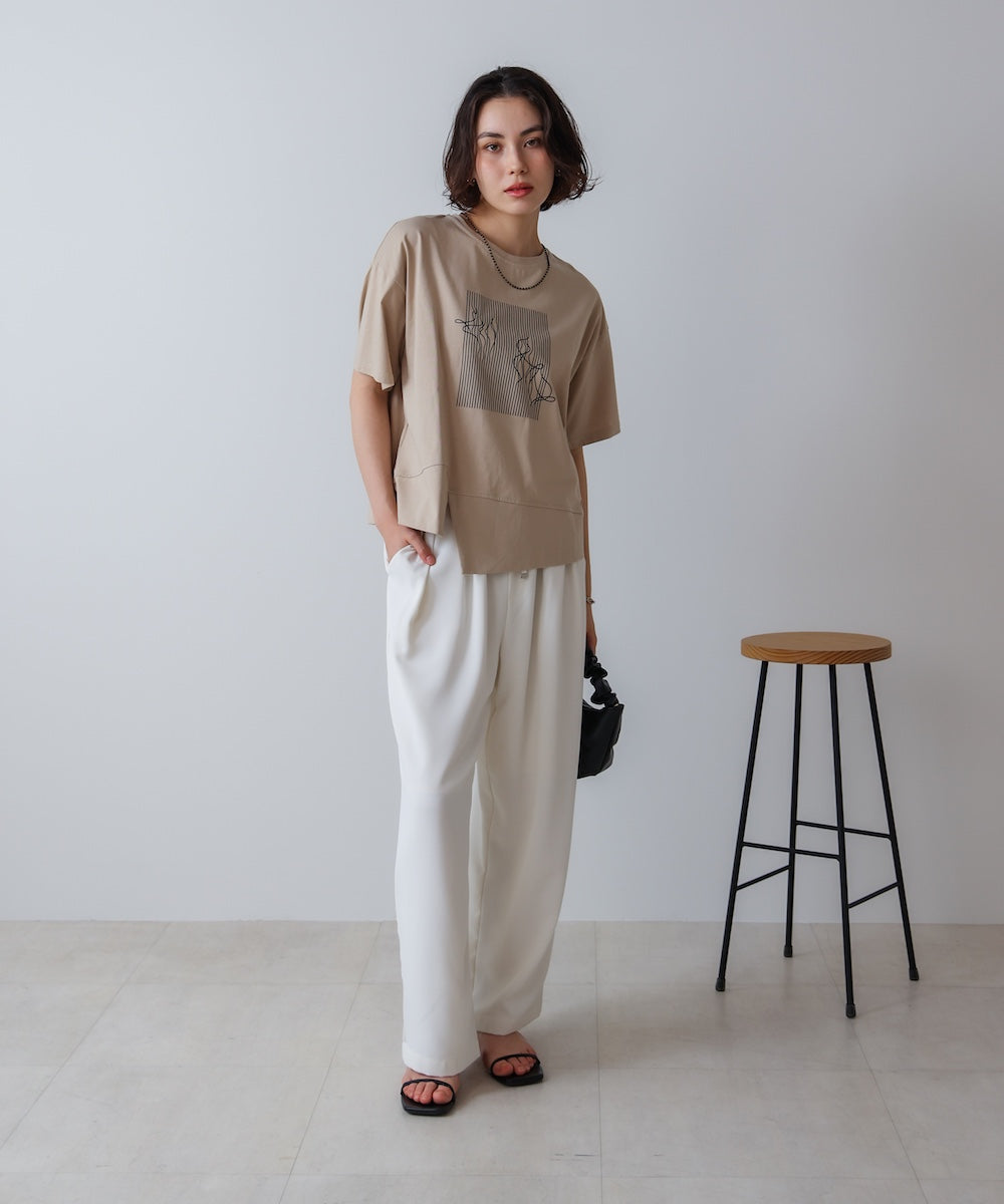 アートプリント5分袖Tシャツ