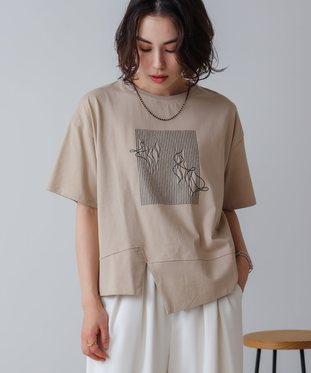 アートプリント5分袖Tシャツ