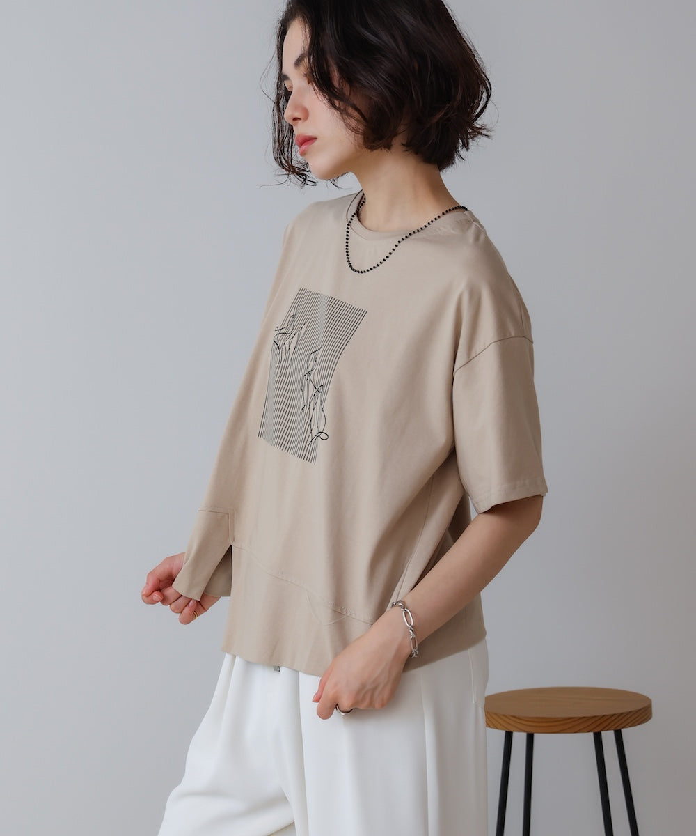 アートプリント5分袖Tシャツ