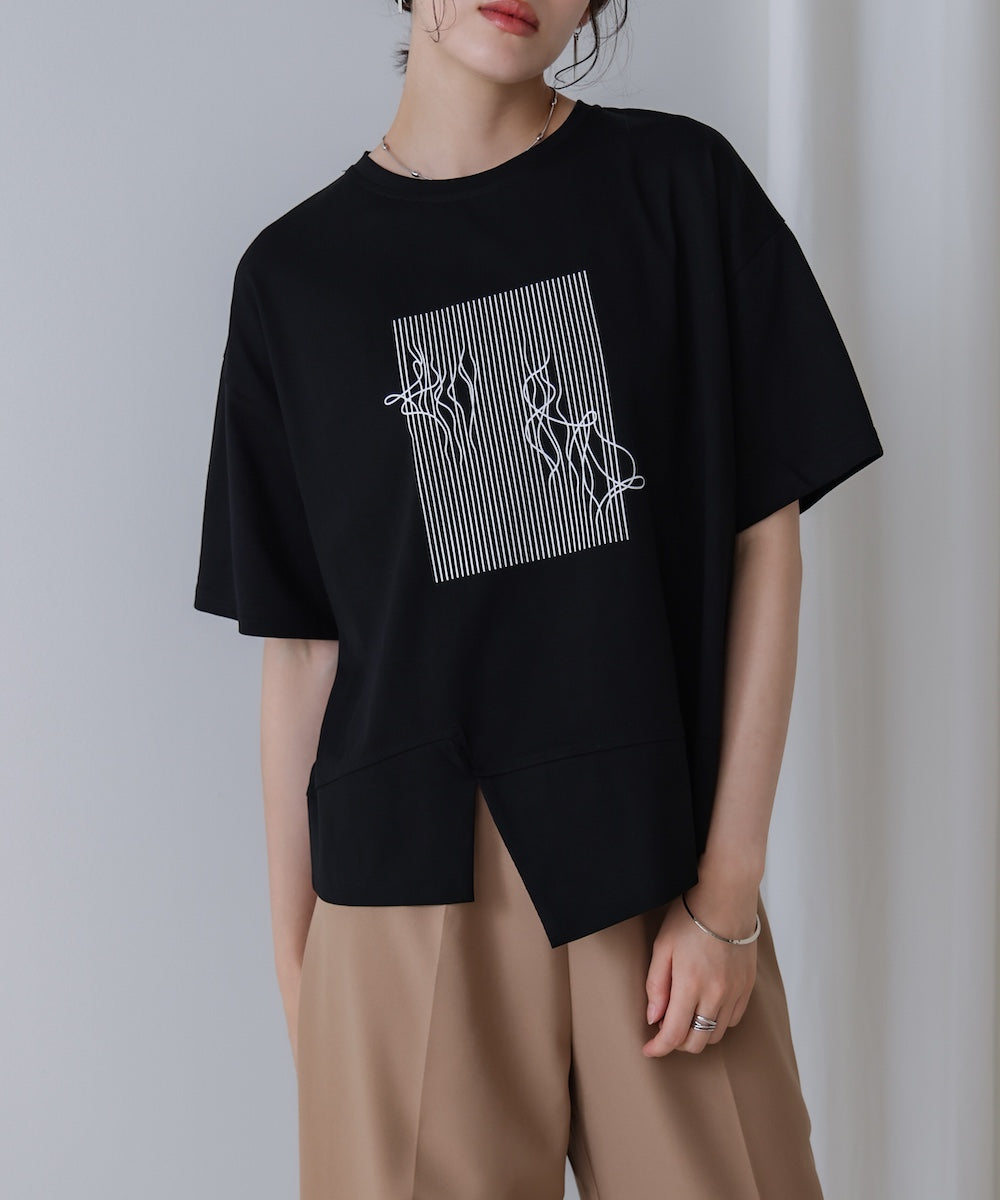 アートプリント5分袖Tシャツ