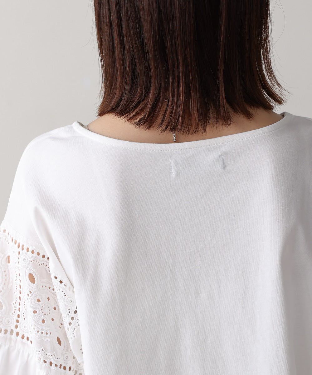 袖レース切替ブラウス