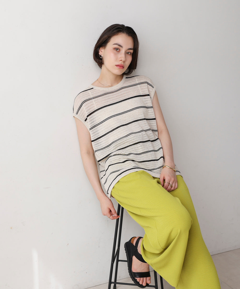 シースルーボーダーニットベスト