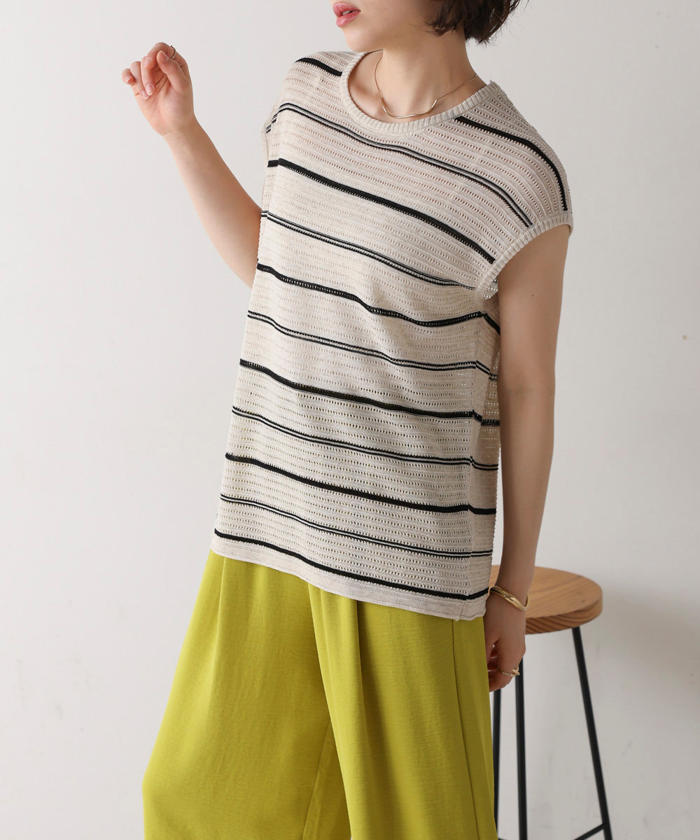 シースルーボーダーニットベスト