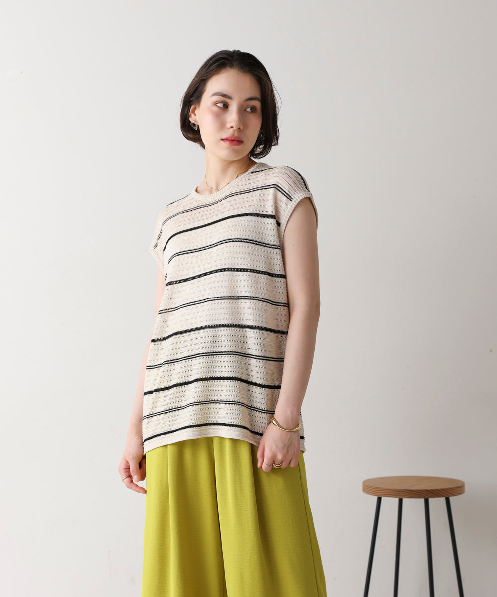 シースルーボーダーニットベスト