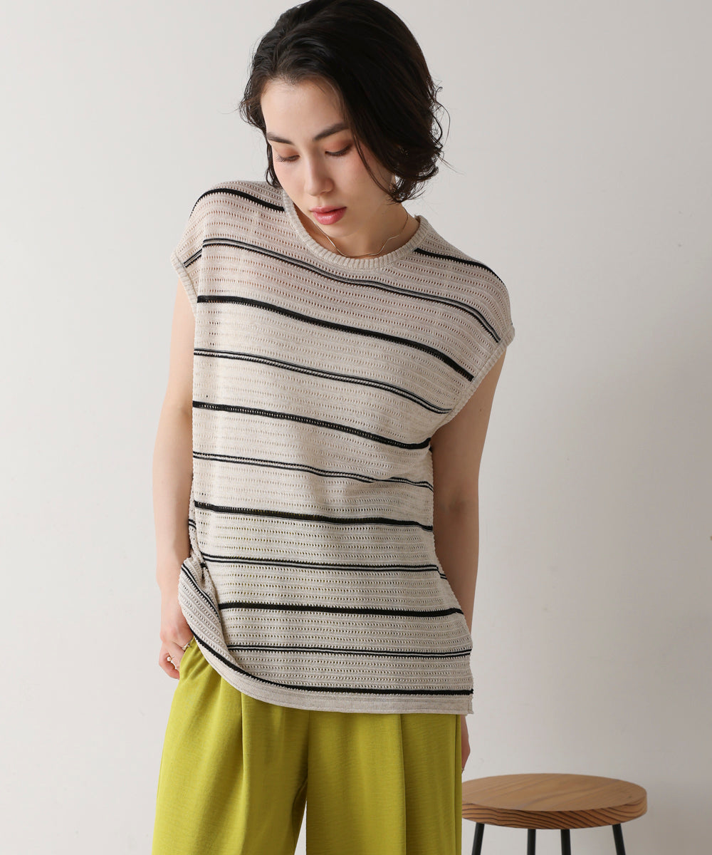 シースルーボーダーニットベスト